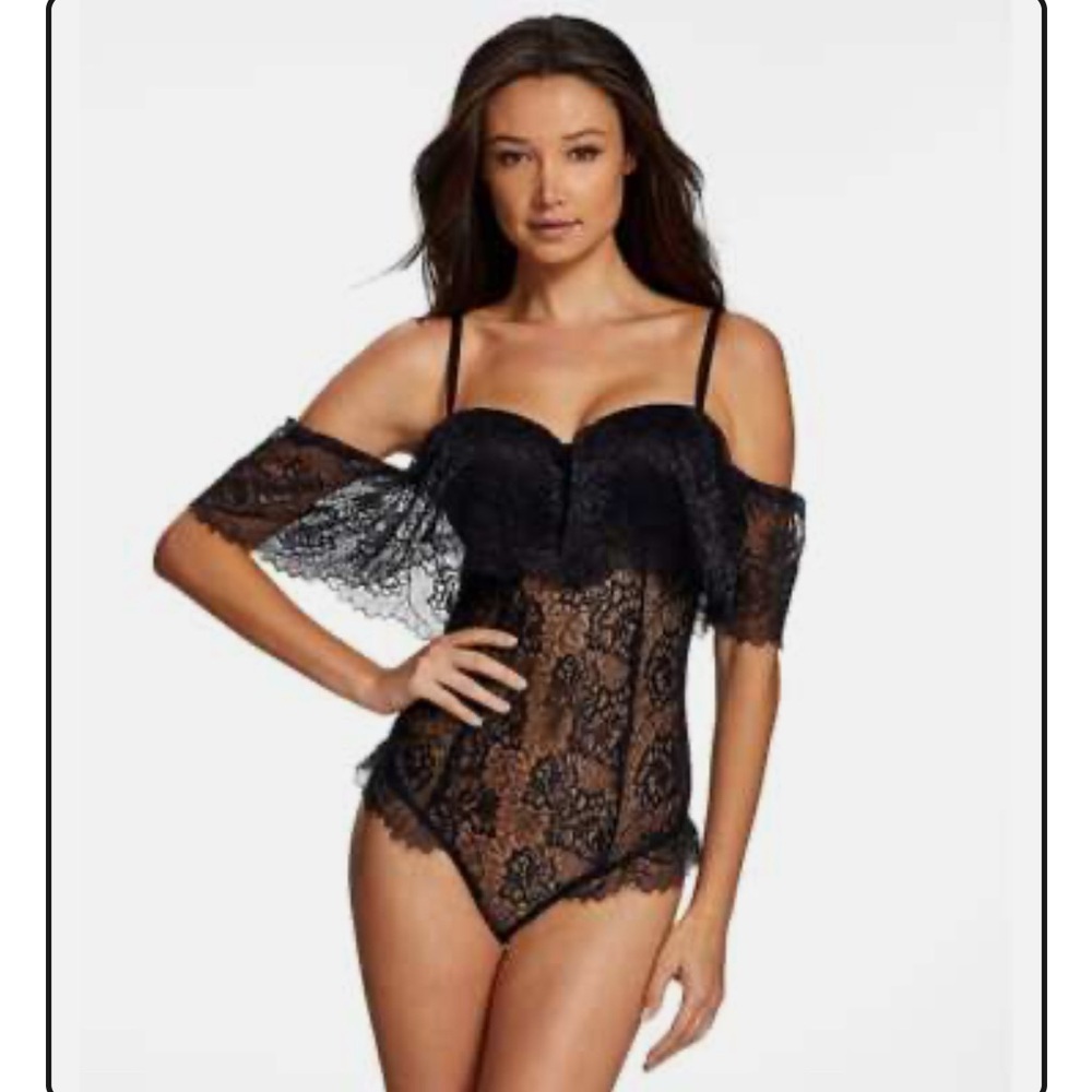 Black Lace Off-Shoulder Bodysuit